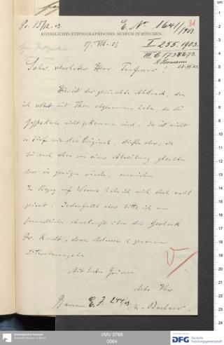 An archival document representing a Correspondence of 1 page(s)