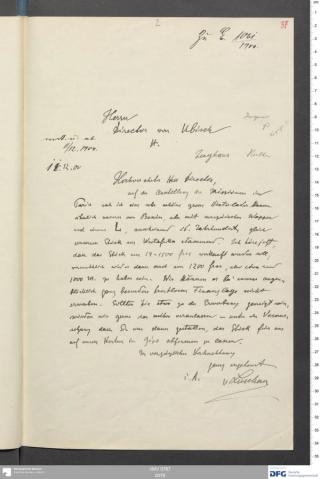 An archival document representing a Correspondence of 2 page(s)